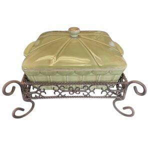 Willow House Southern Living Hyacinth Green Casserole Baking Dish w/Lid & Stand